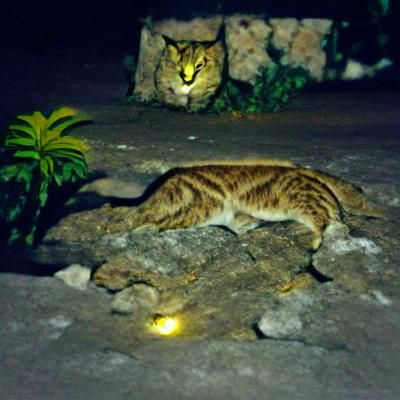 Wildcat Silhouette in Dark Night