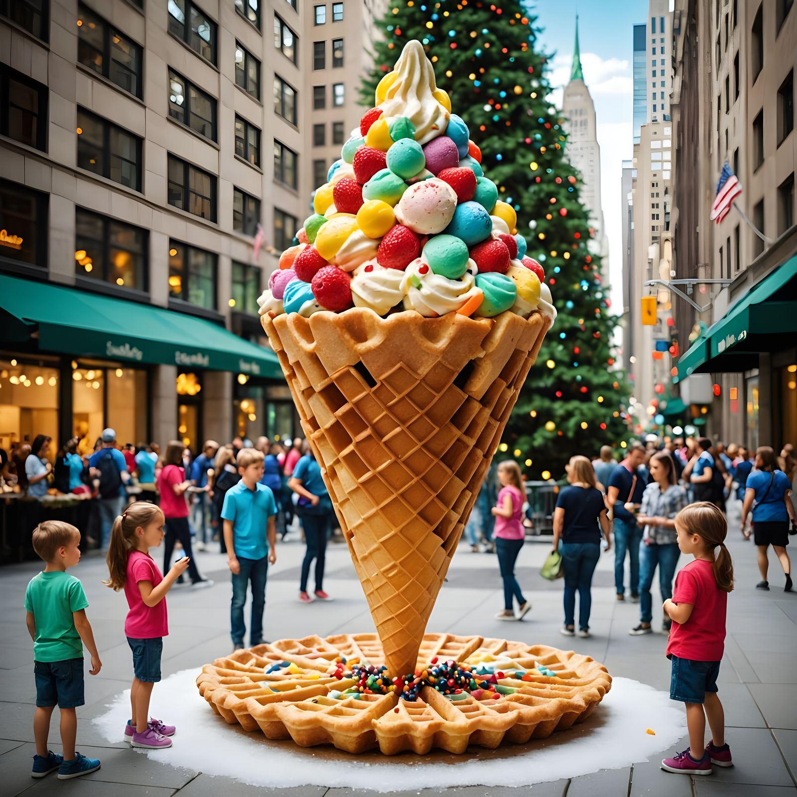 Giant Ice Cream Cone in Rockefeller Center