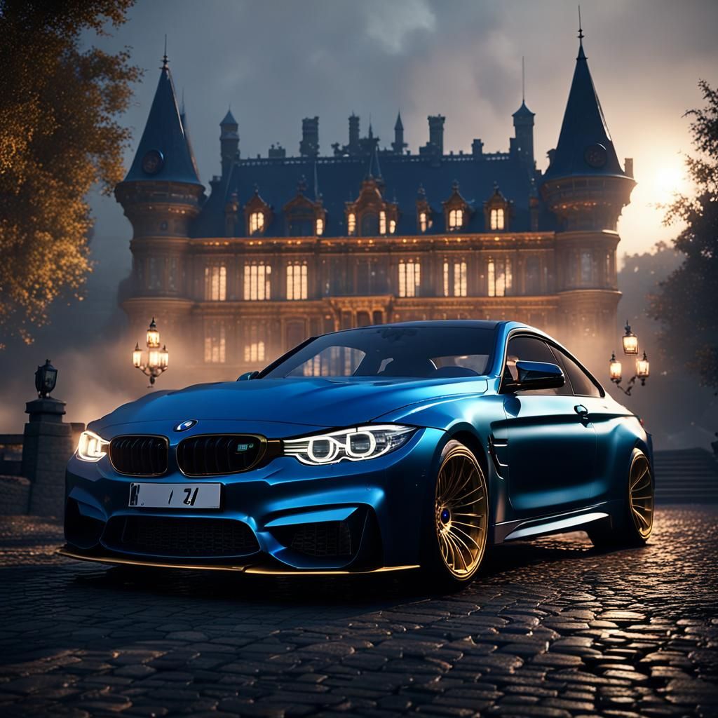 BMW M4 Widebody: 3D Video Game Castle Scene