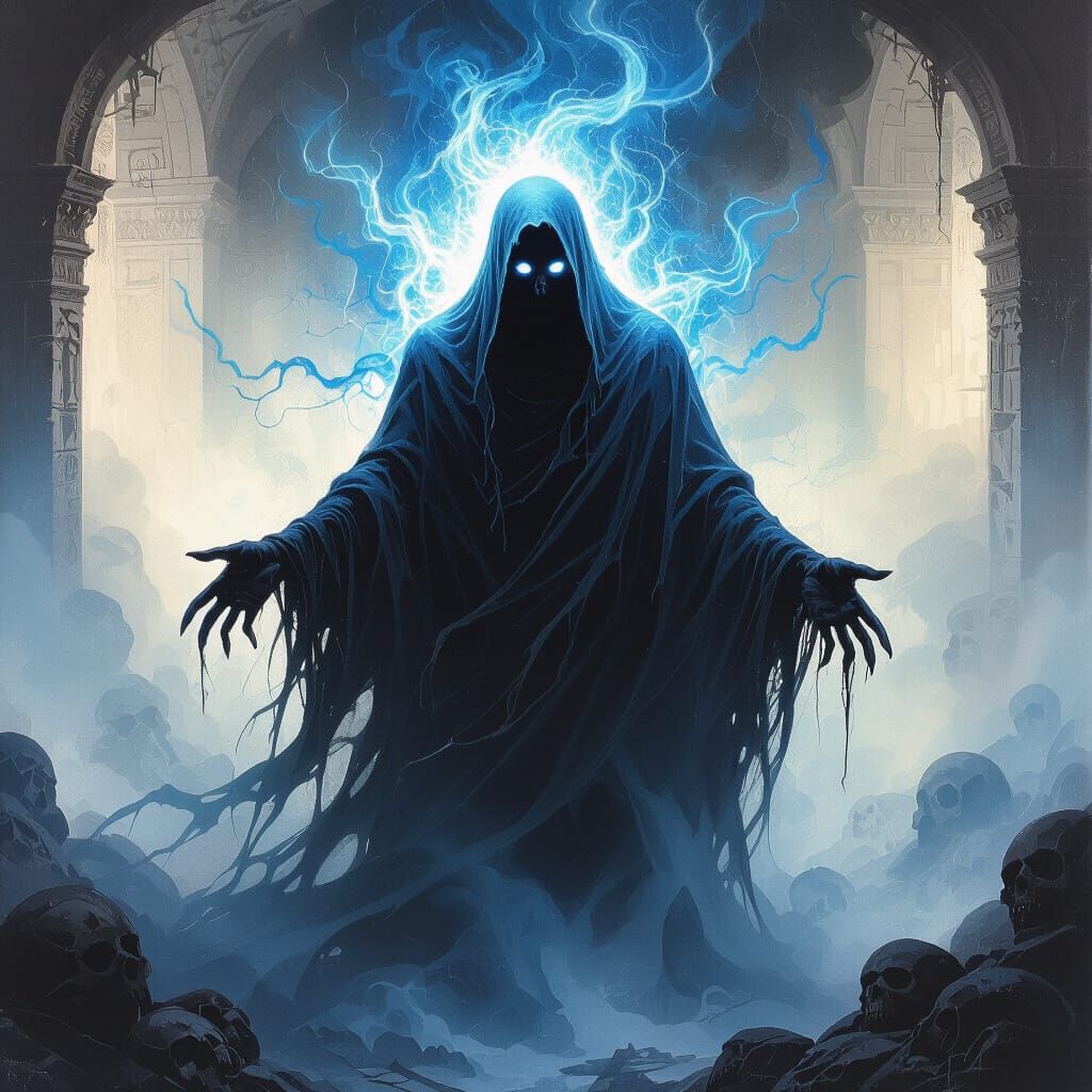 Spectral Ghost of Death in Dark Art Style