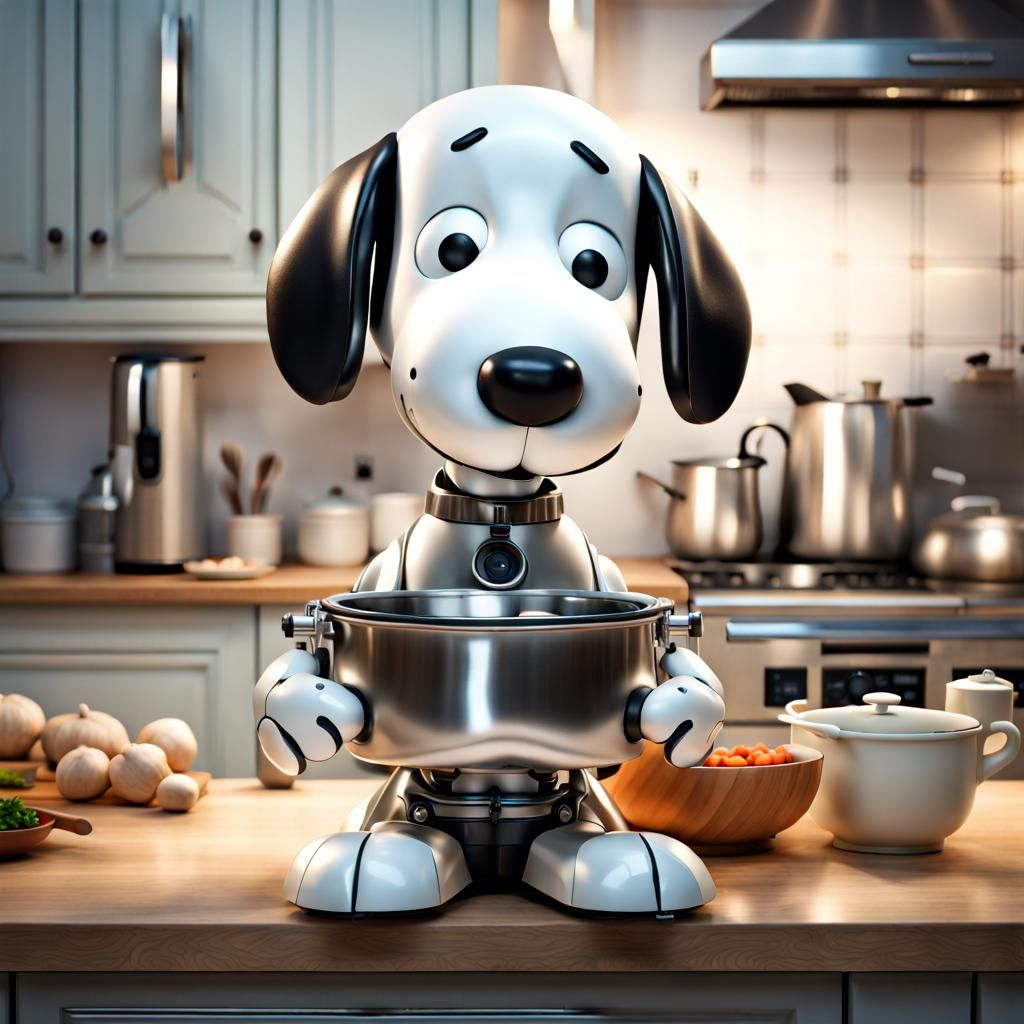 Robot dog butler cooking for me!