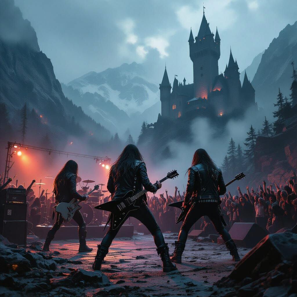 Heavy Metal Band Rocks Misty Mountain Castle