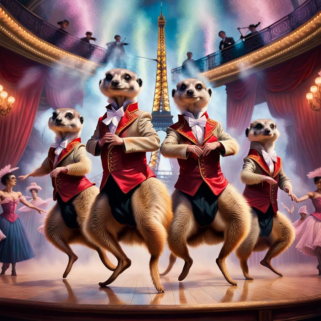 Meerkats' Cancan: A Parisian Stage Fantasy