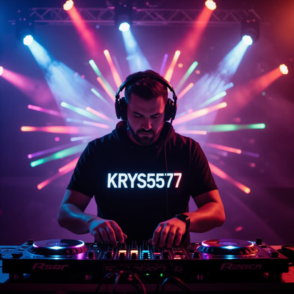 DJ Setup with Vibrant Party Lights