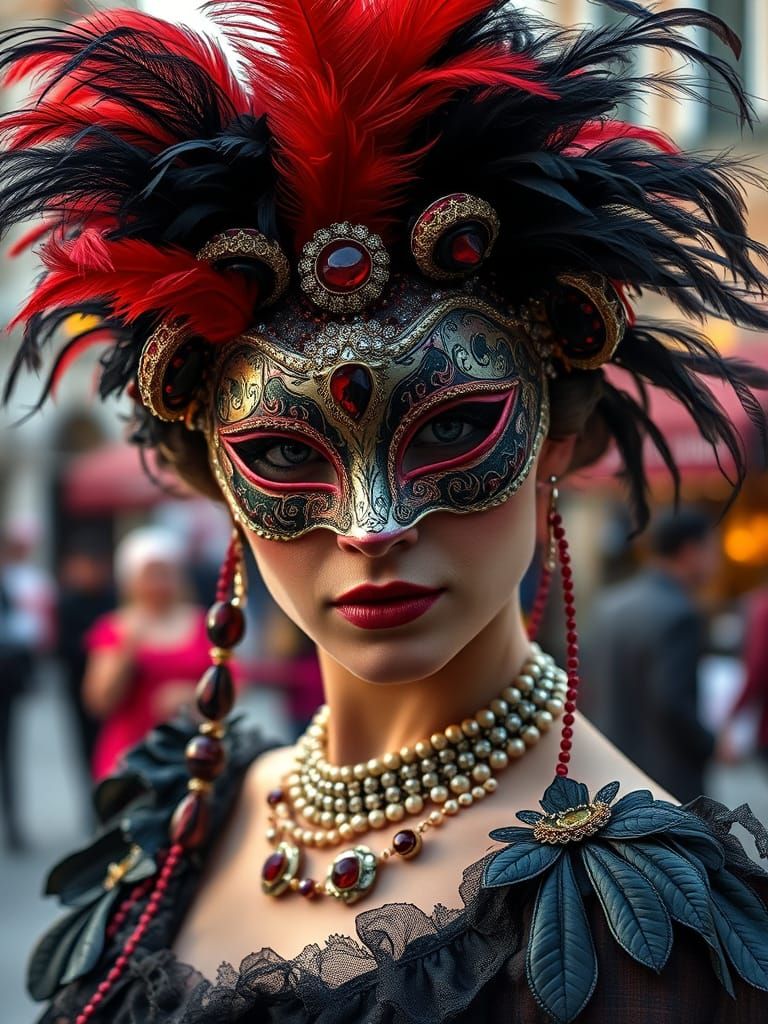 Venetian Carnival Mask: A Photorealistic Portrait