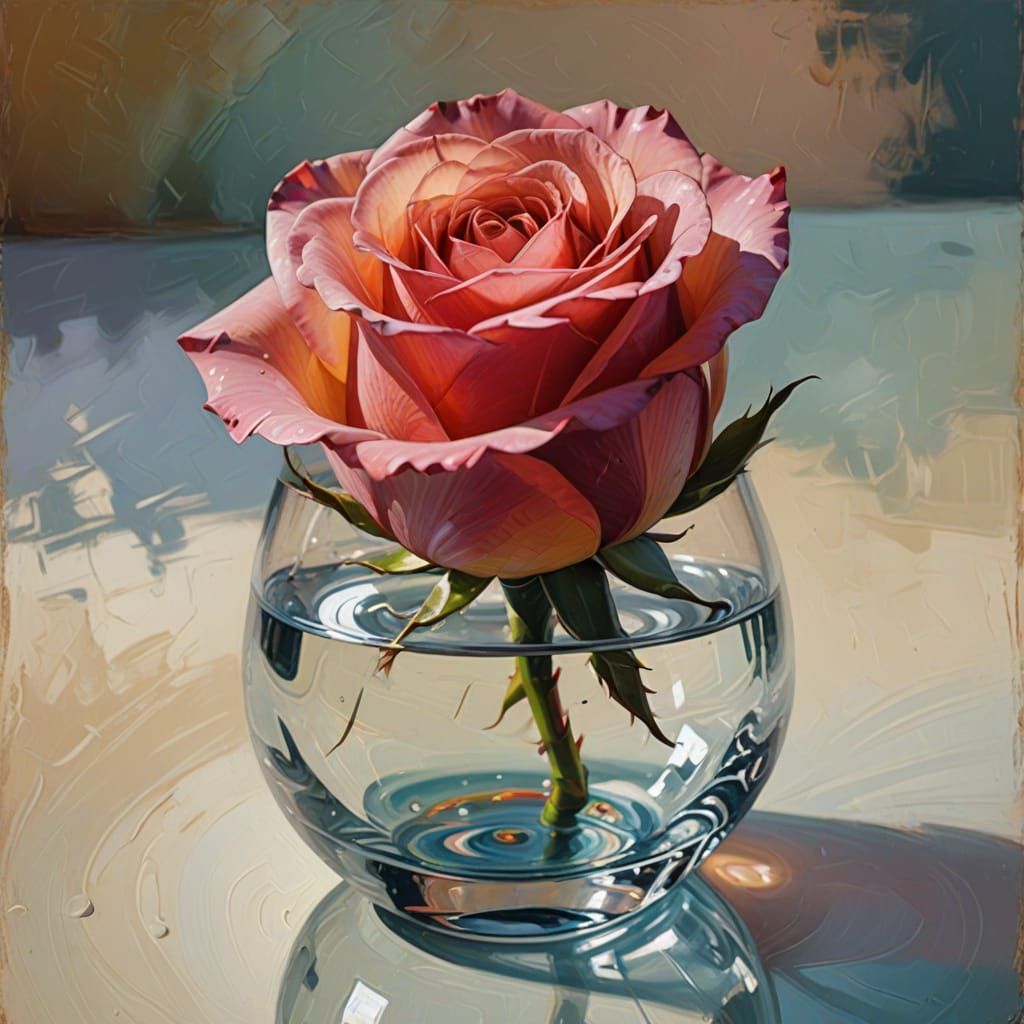 a single perfect rose bud in a simple glass vase by Catrin W...