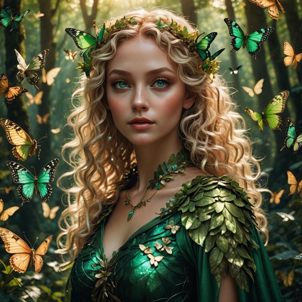 Magical Fairy Flying in Forest, Digital Art