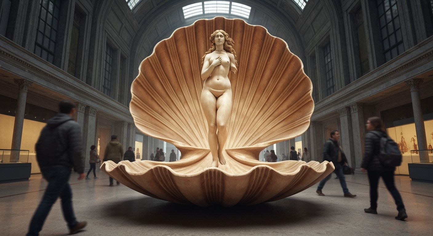 Venus Emerges in Museum: Classic Digital Painting