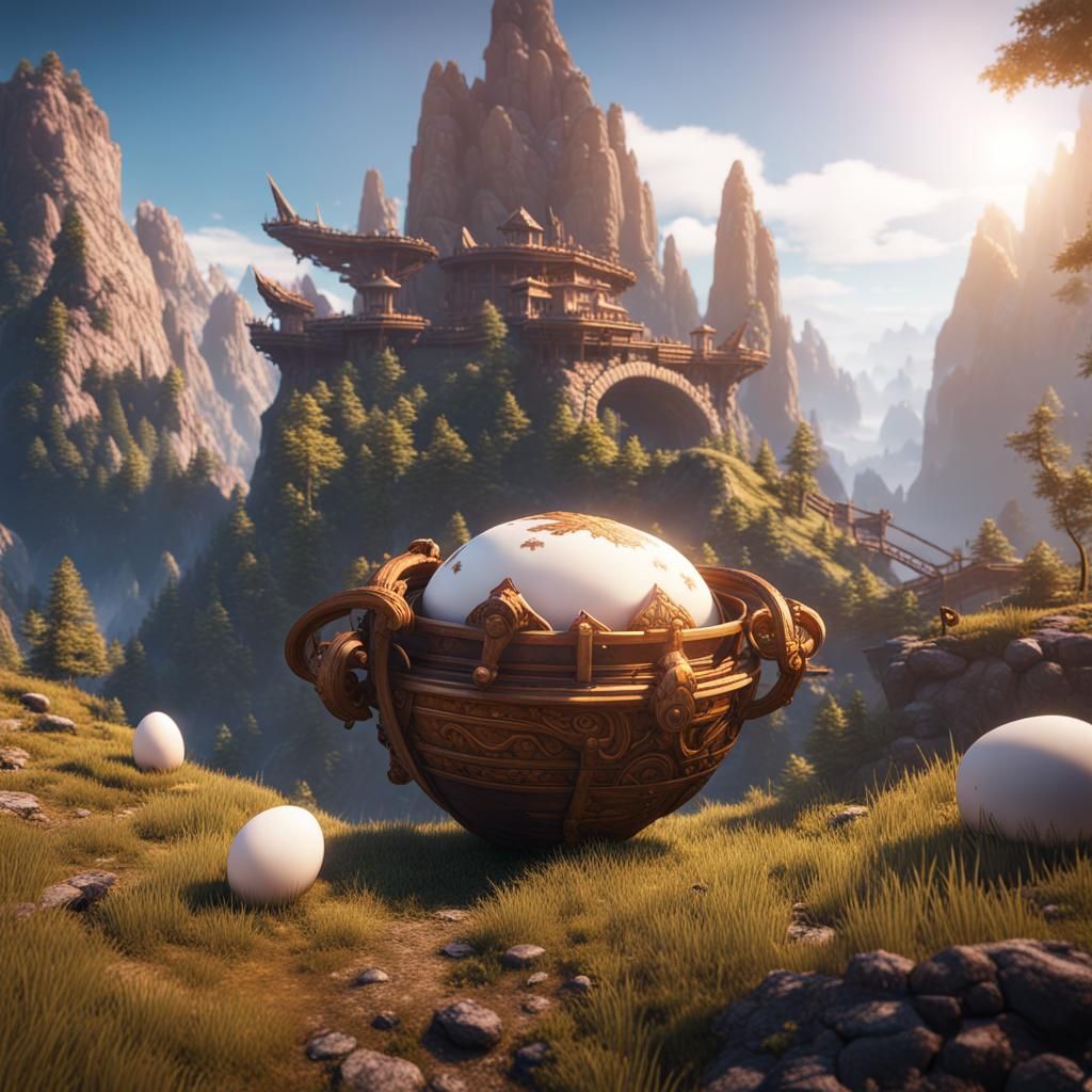 Spaceship Egg in Mountain: 3D Game Cinematic