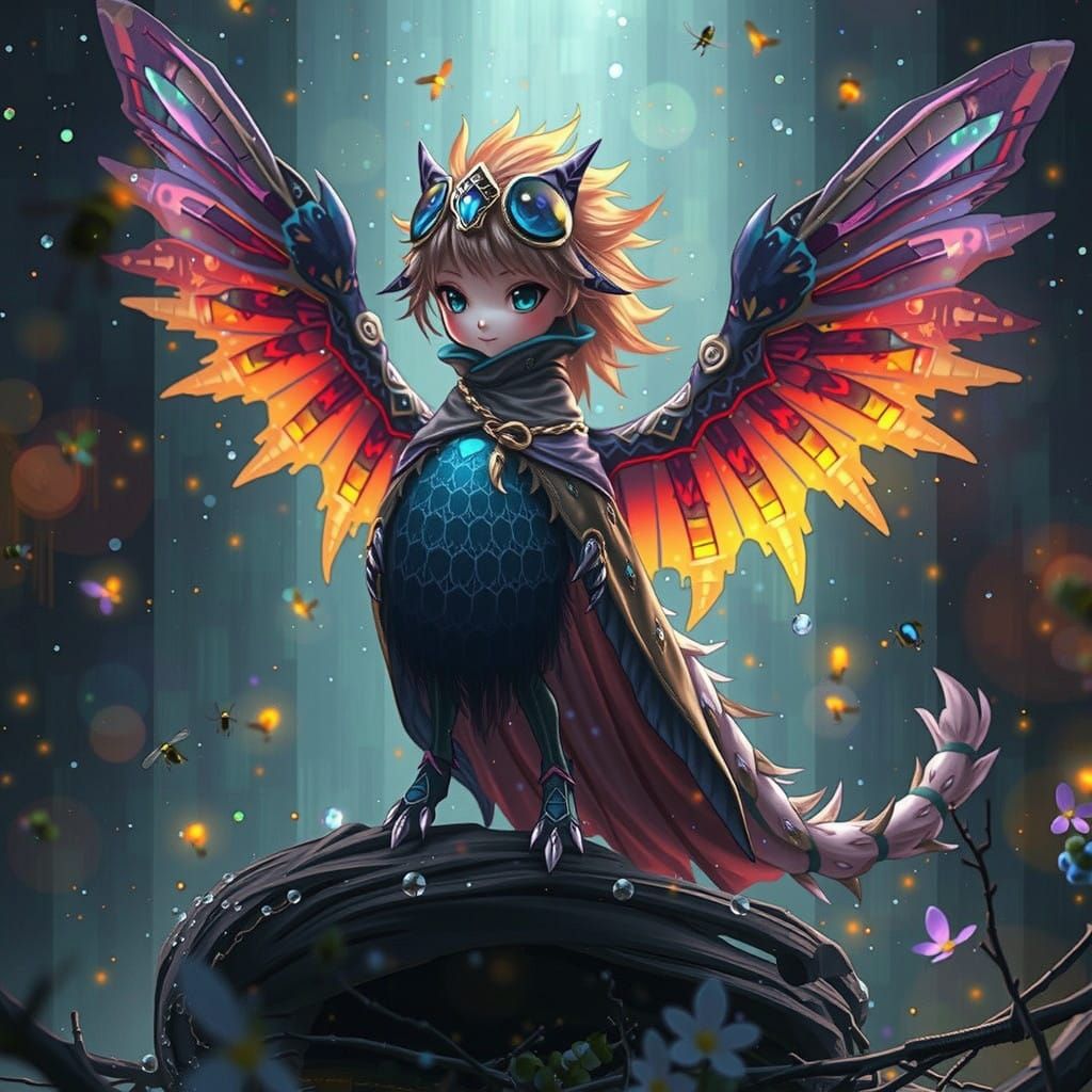 Whimsical Snowglobe Scene in Vibrant Digital Anime Style