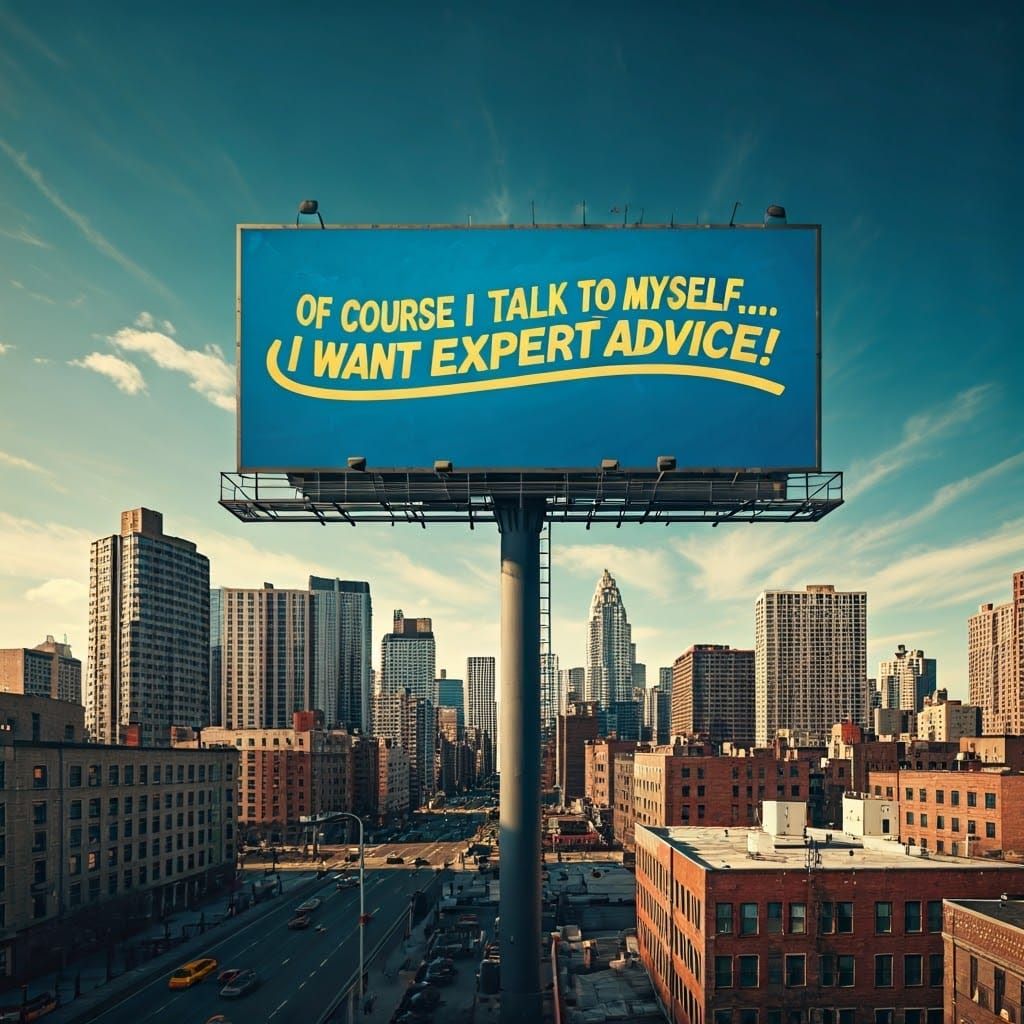 Electric Blue Billboard in Urban Cityscape