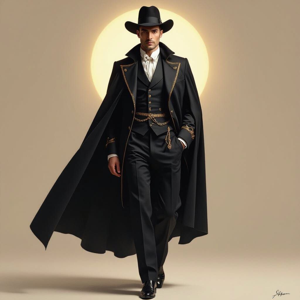 Fantasy Knight in Calypso Dolman and Black Cape