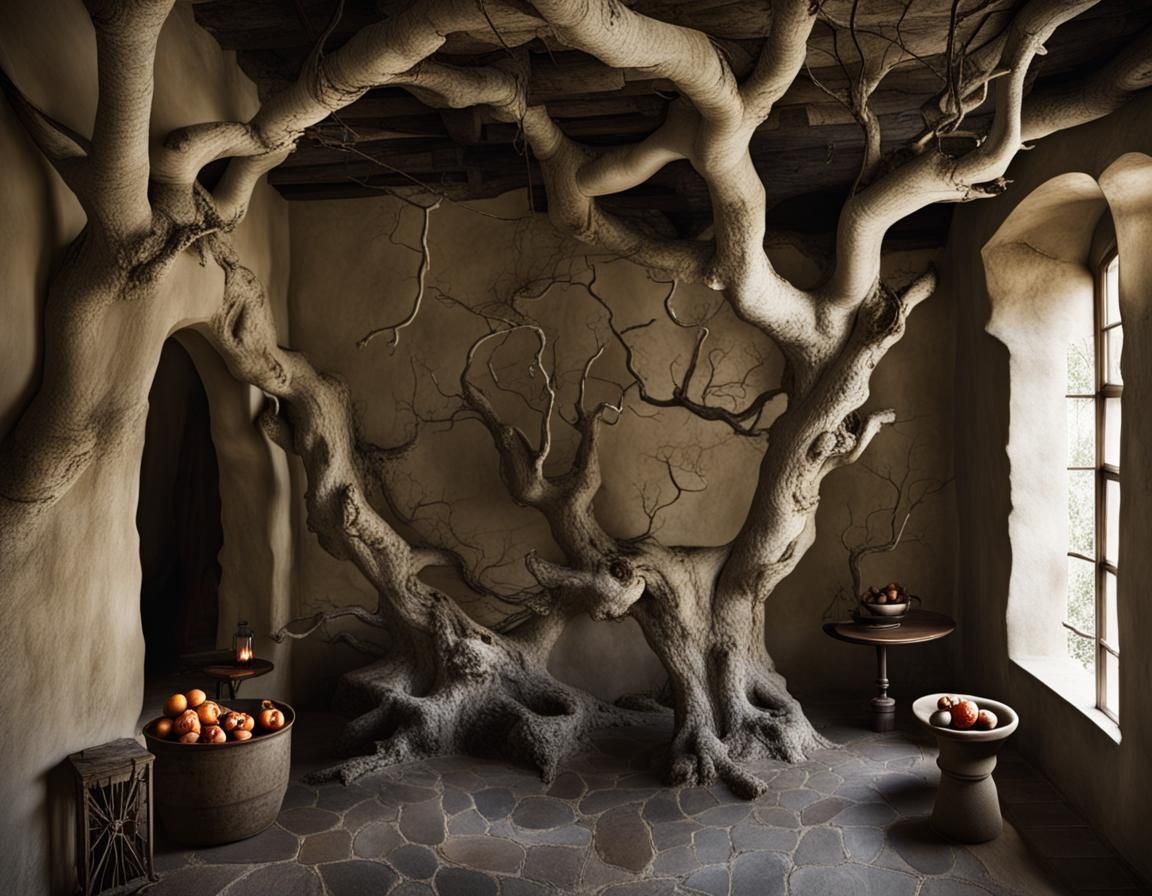 Witch's Kitchen with Tree Limb Ceiling