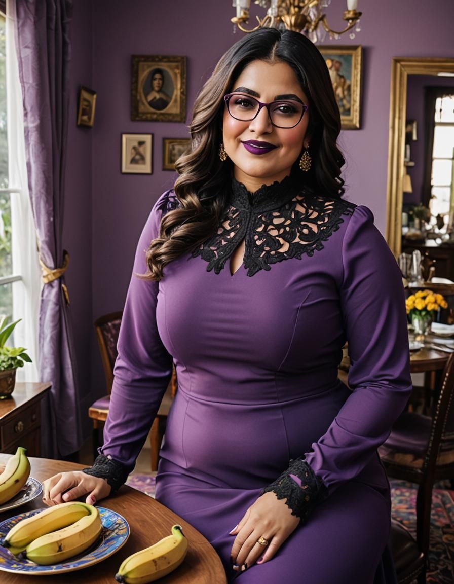 Psychedelic Portrait of Middle Eastern Woman with Banana