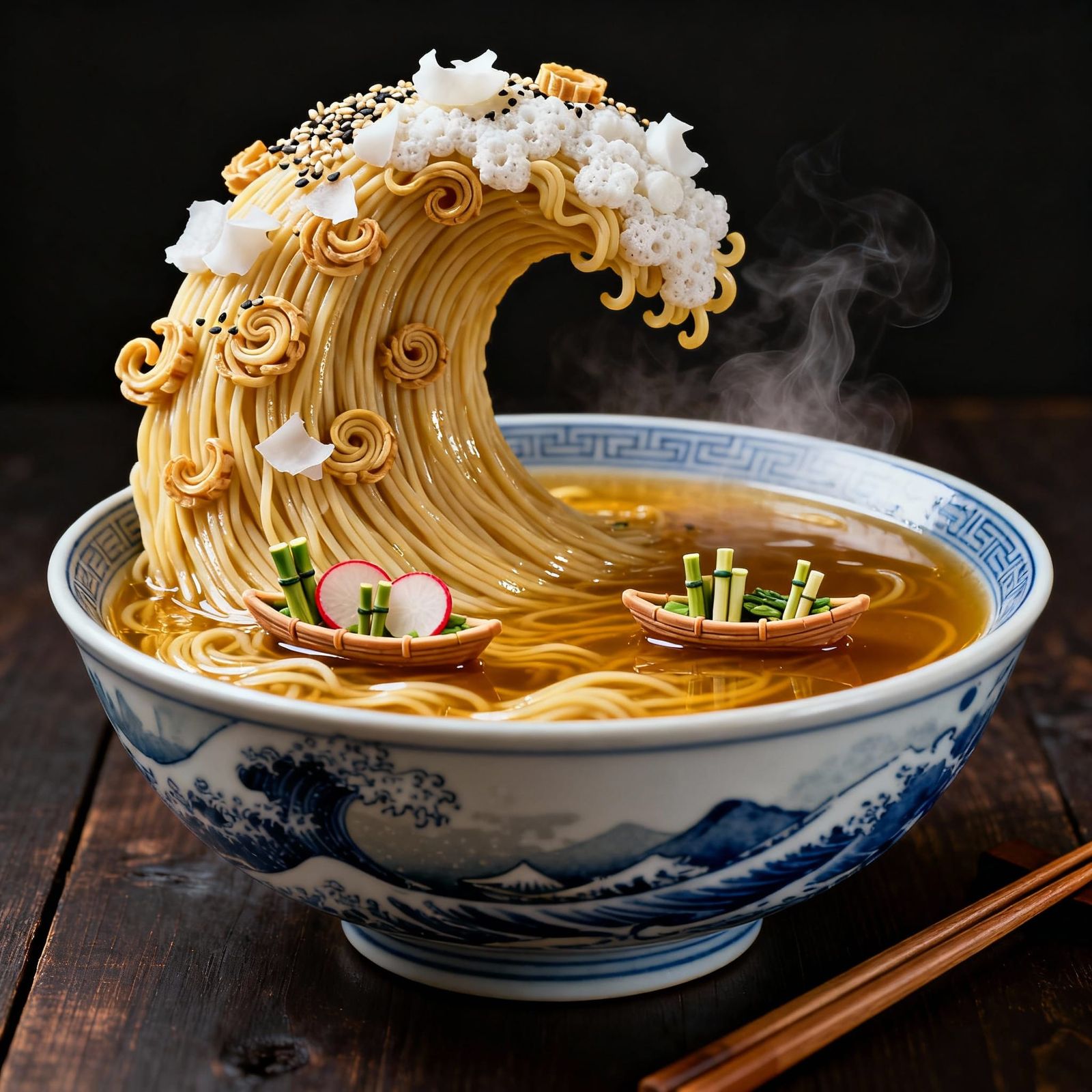 Edible Art: Ramen Sculpted Like Hokusai's Great Wave