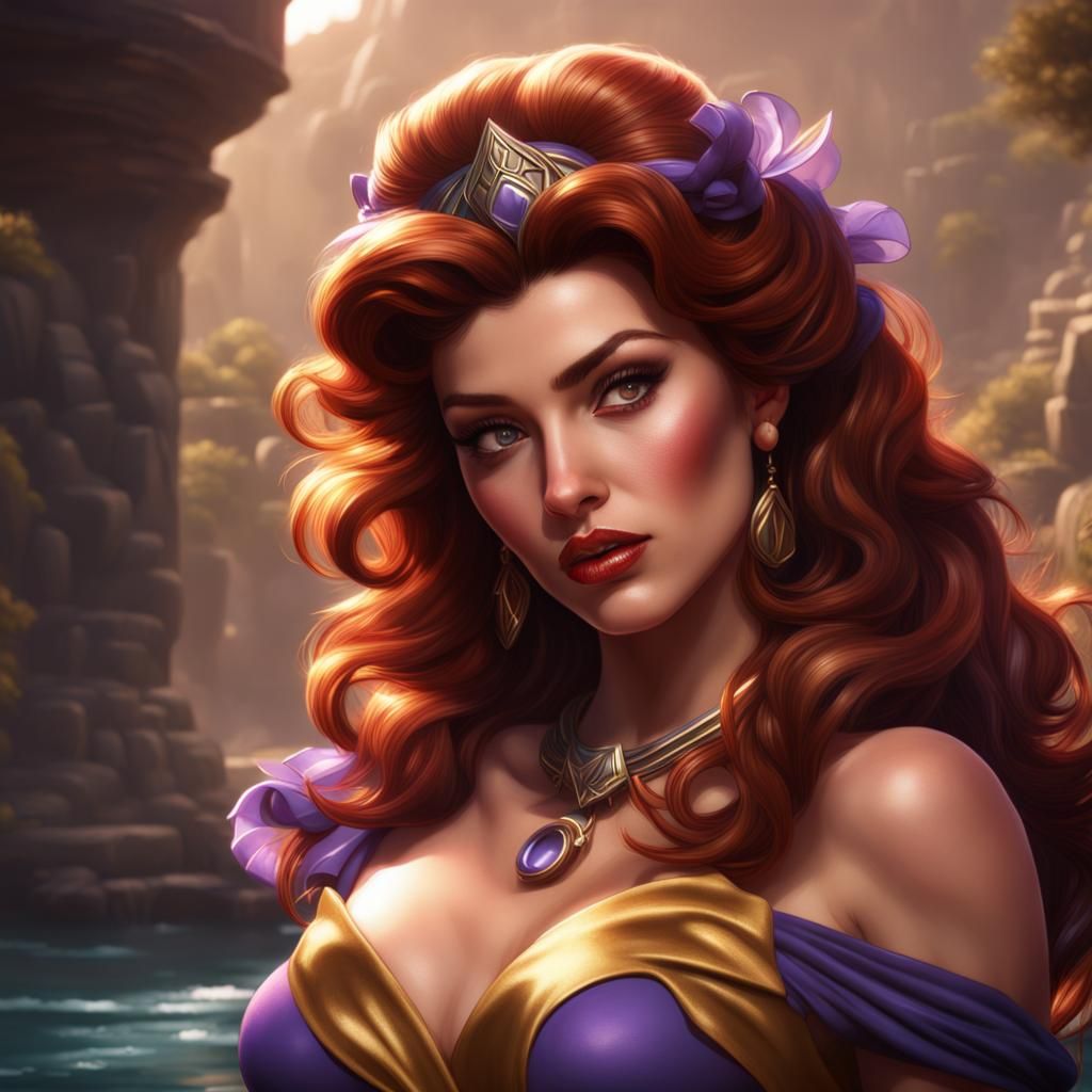 Megara Pinup Girl in Hyperrealistic Style