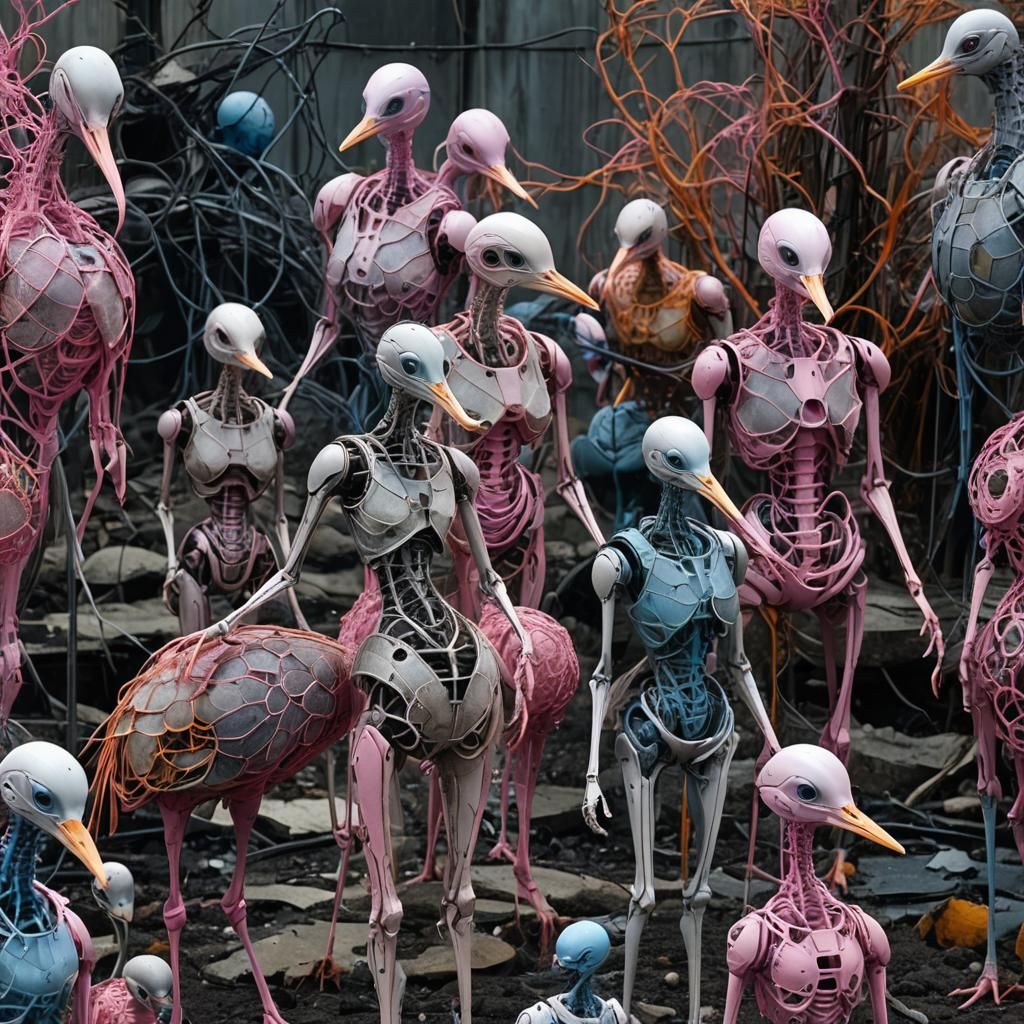 Surreal Mutant Androids Roam Post-Apocalyptic Landscape