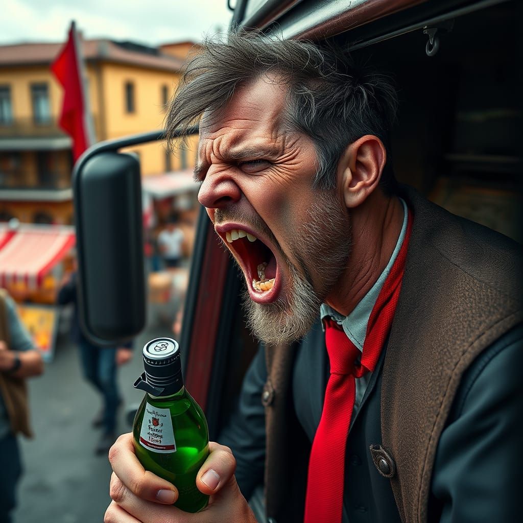Gritty Pre-Punk Figure with Red Ties in Galicia