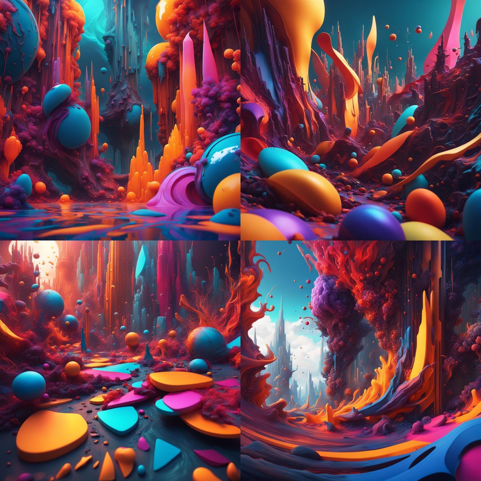 Colorful Abstract Shapes in Detailed Matte Painting