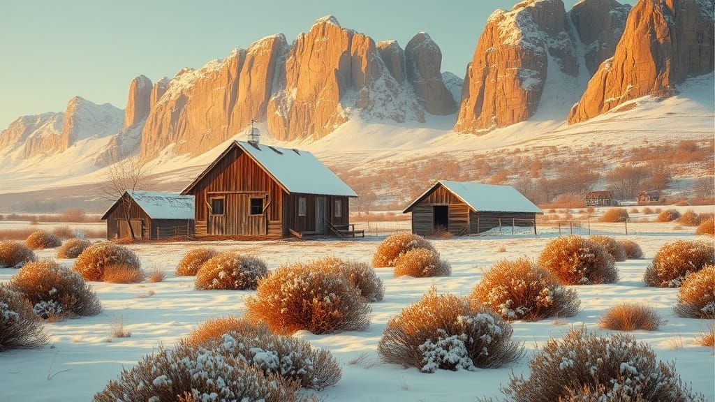 Autumn Fishing Village in Pastel Colors