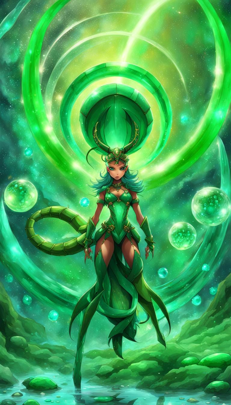 Scorpion Girl with Crystal Skin in Manga Style