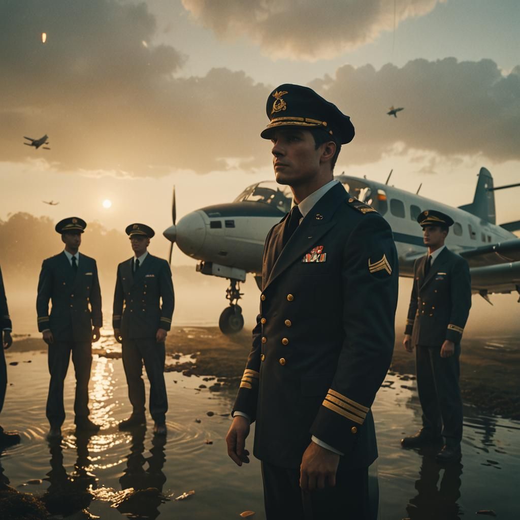 Ethereal Encounter: Flight Captain and Ghostly Crew