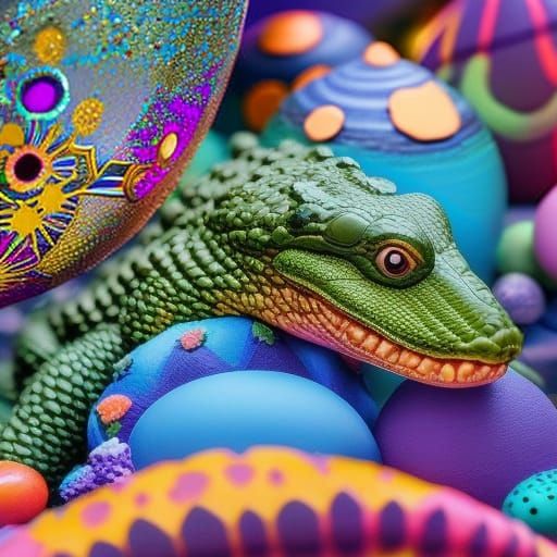 Alligator Hatching from Easter Egg