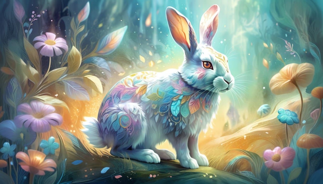 Rabbit Transformation in Whimsical Fantasy Art