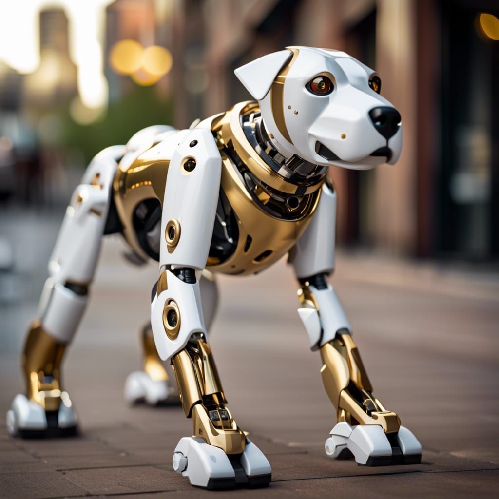 White and Gold Boston Dynamics Robot Dog