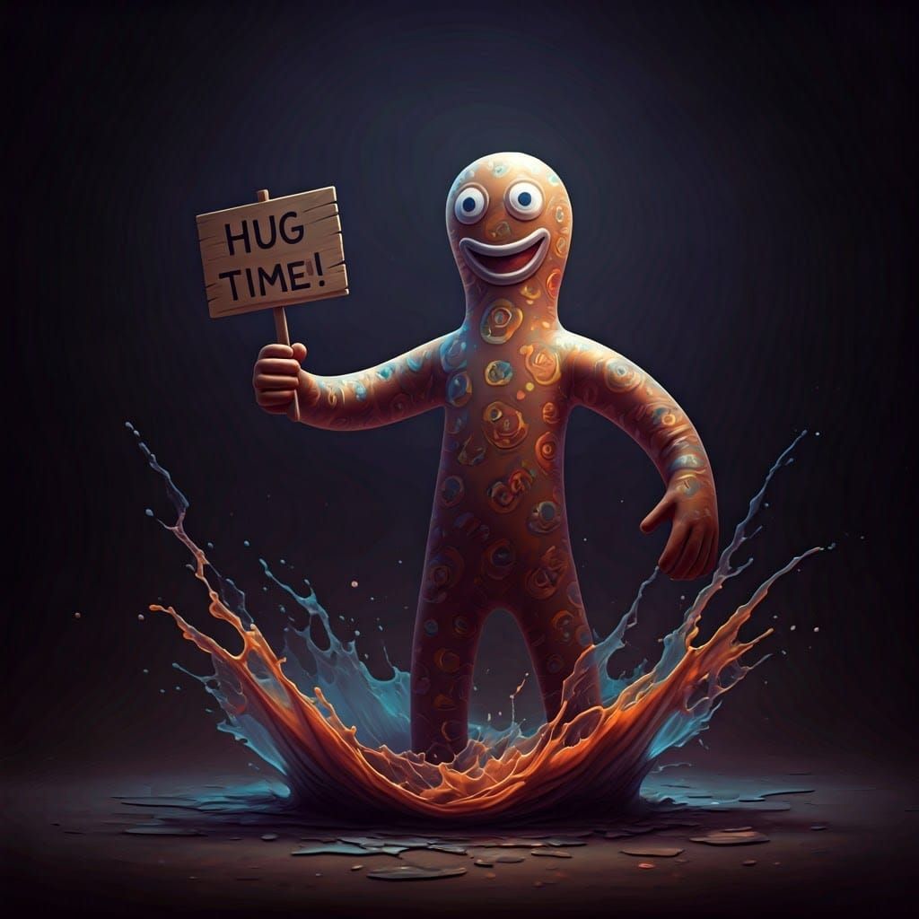 Vibrant Inflatable Tube Man in a Splash of Colorful Hugs