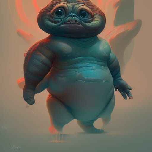 Chibi Jabba the Hutt Digital Art Portrait