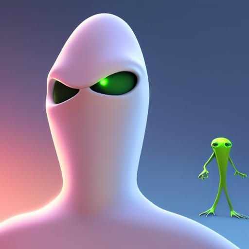 Hooded Alien Creature in 3D Digital Art