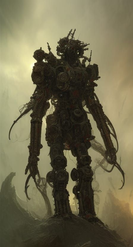 Undead Mecha Portrait in Eldritch Horror Style
