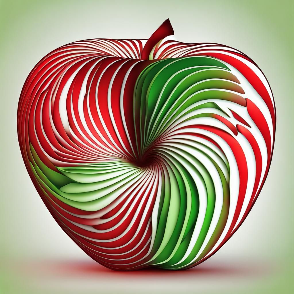 Sliced Apple with Abstract Fractal Design