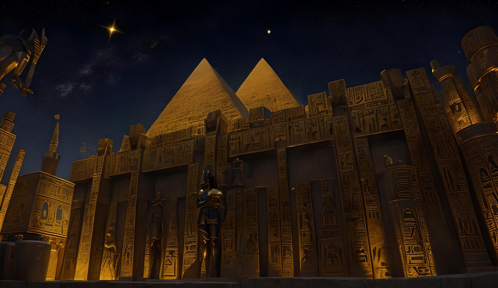 Egyptian Man in Gold Armor with Glowing Heart