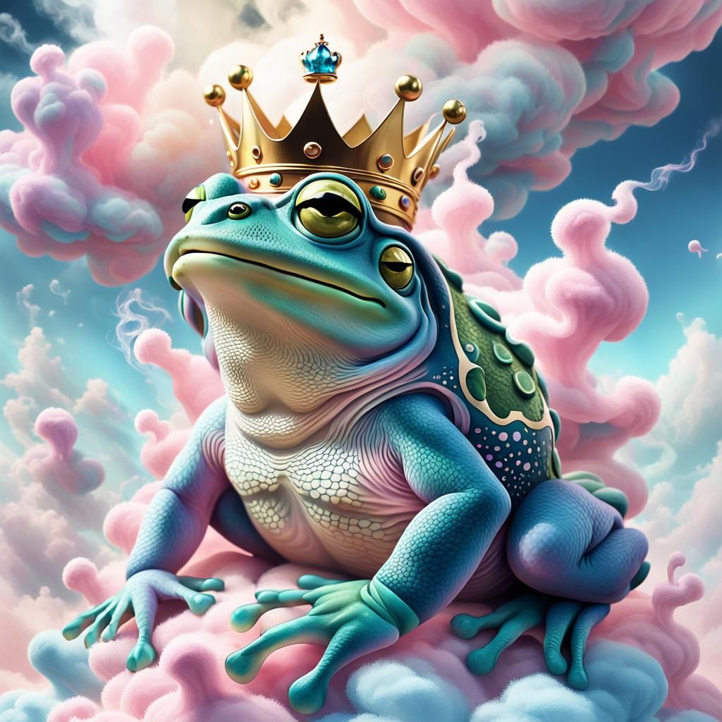Anime Frog King on Cotton Candy Clouds