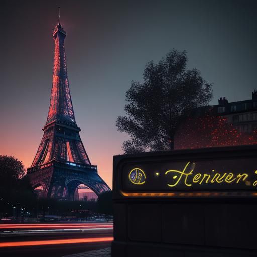 Eiffel Tower at Sunset: Hyperrealistic Splash Art