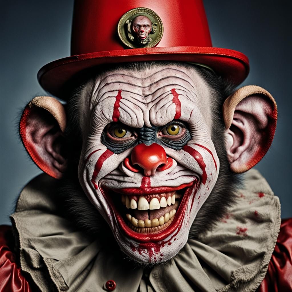 Maniacal Zombie Monkey Clown Portrait