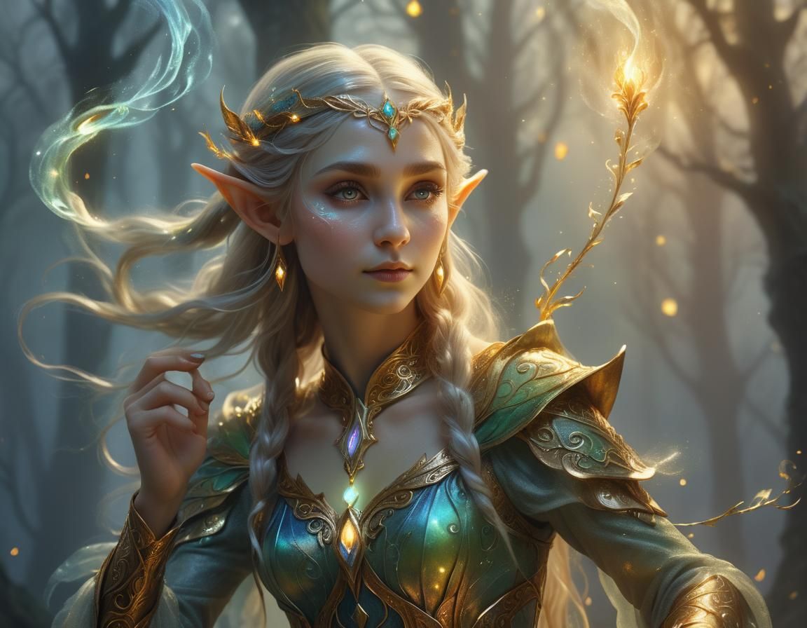 Elf Magic User in Renaissance Digital Art