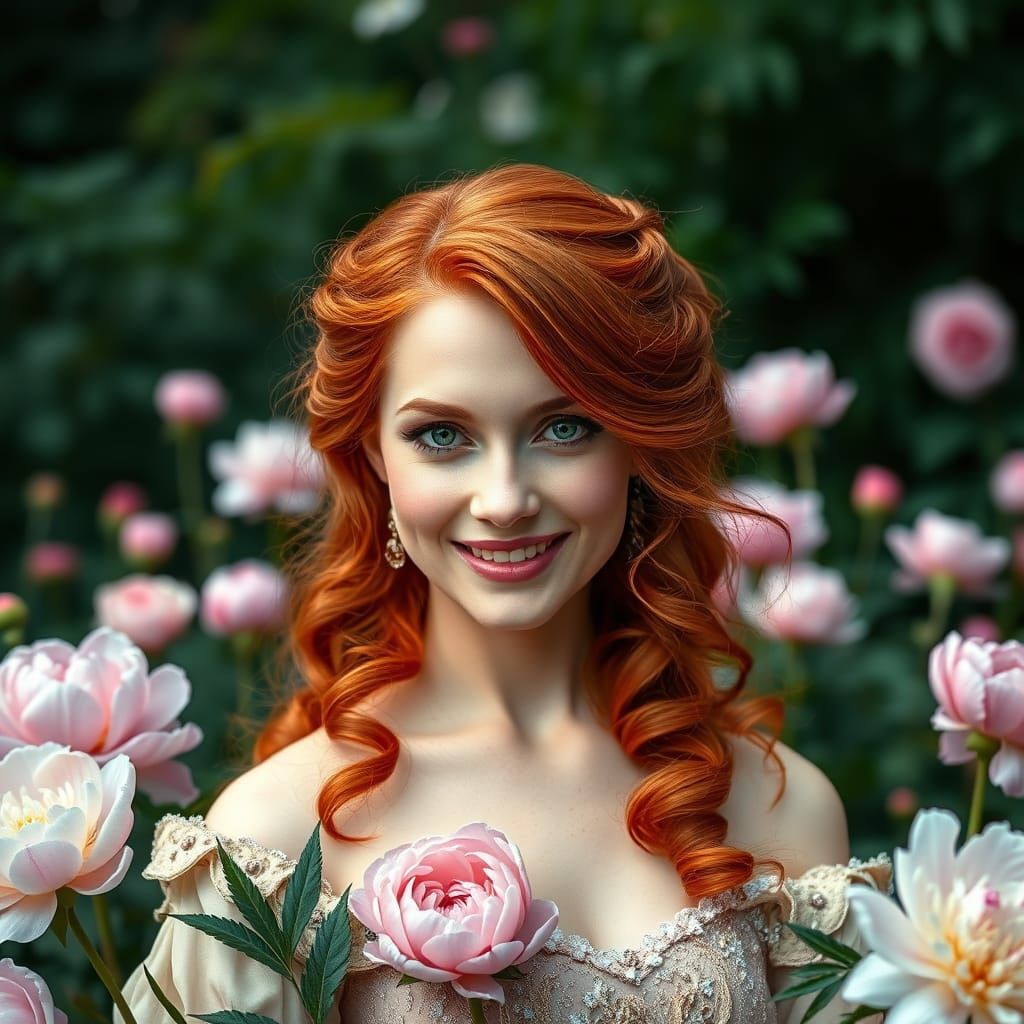 Rococo Beauty in Peony Garden