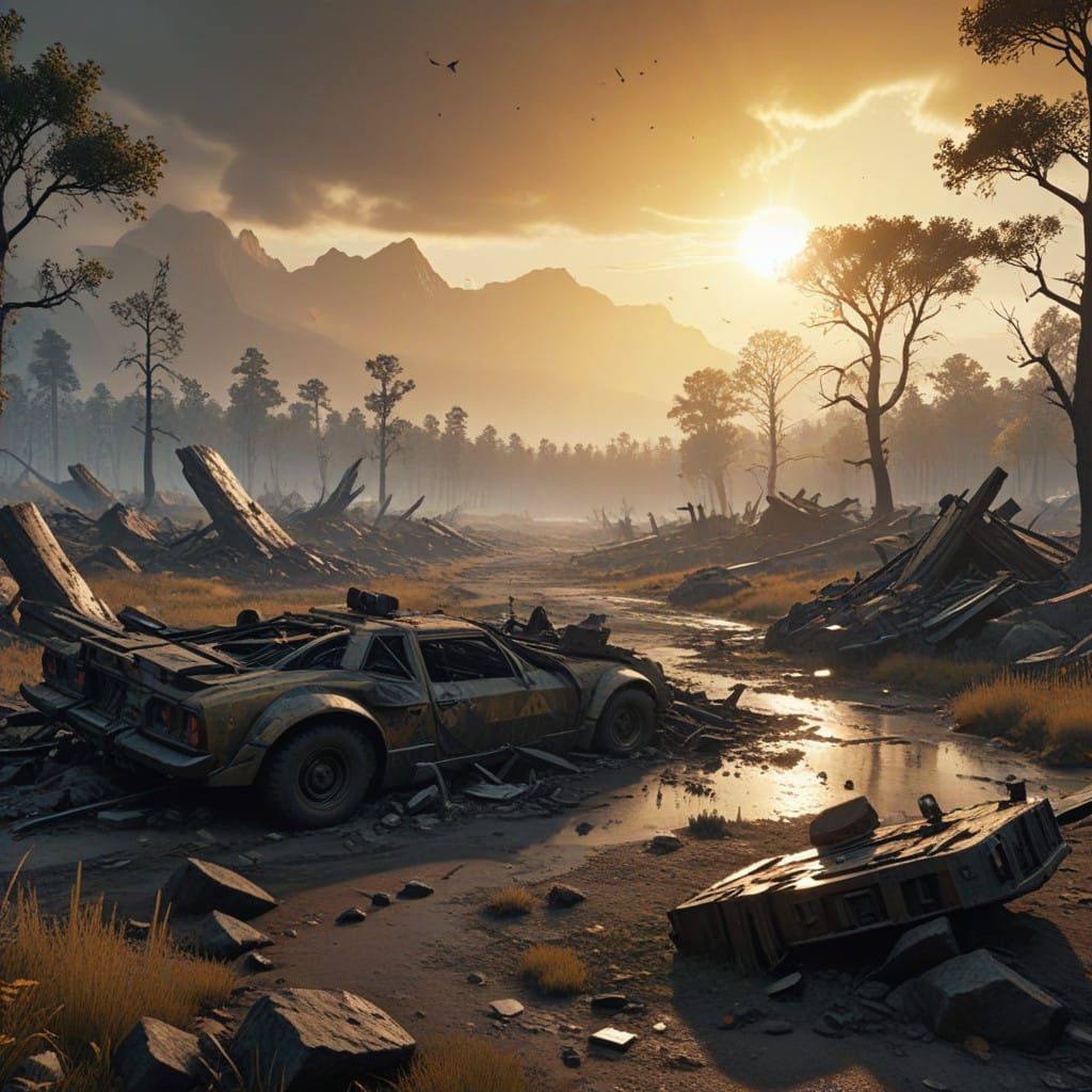 War-Torn Wasteland in a Dystopian Landscape