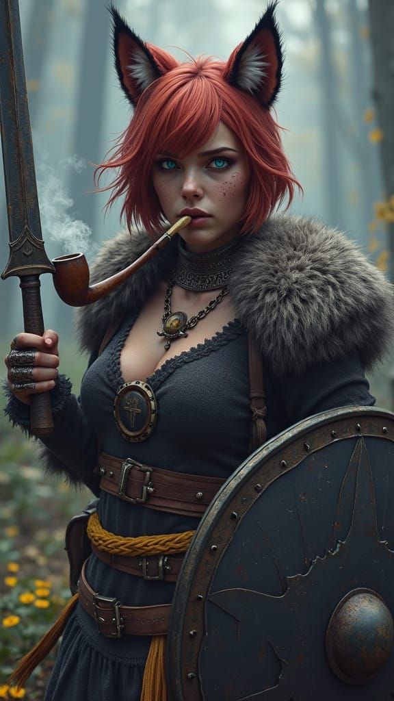 Viking Warrior Goddess in Dark Fantasy Style
