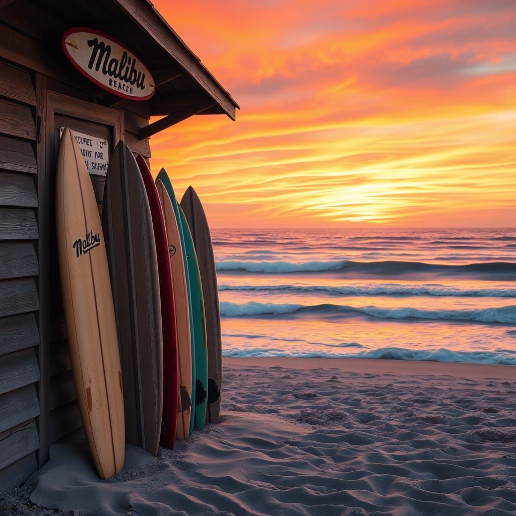 Weathered Beach Hut on Malibu Coast