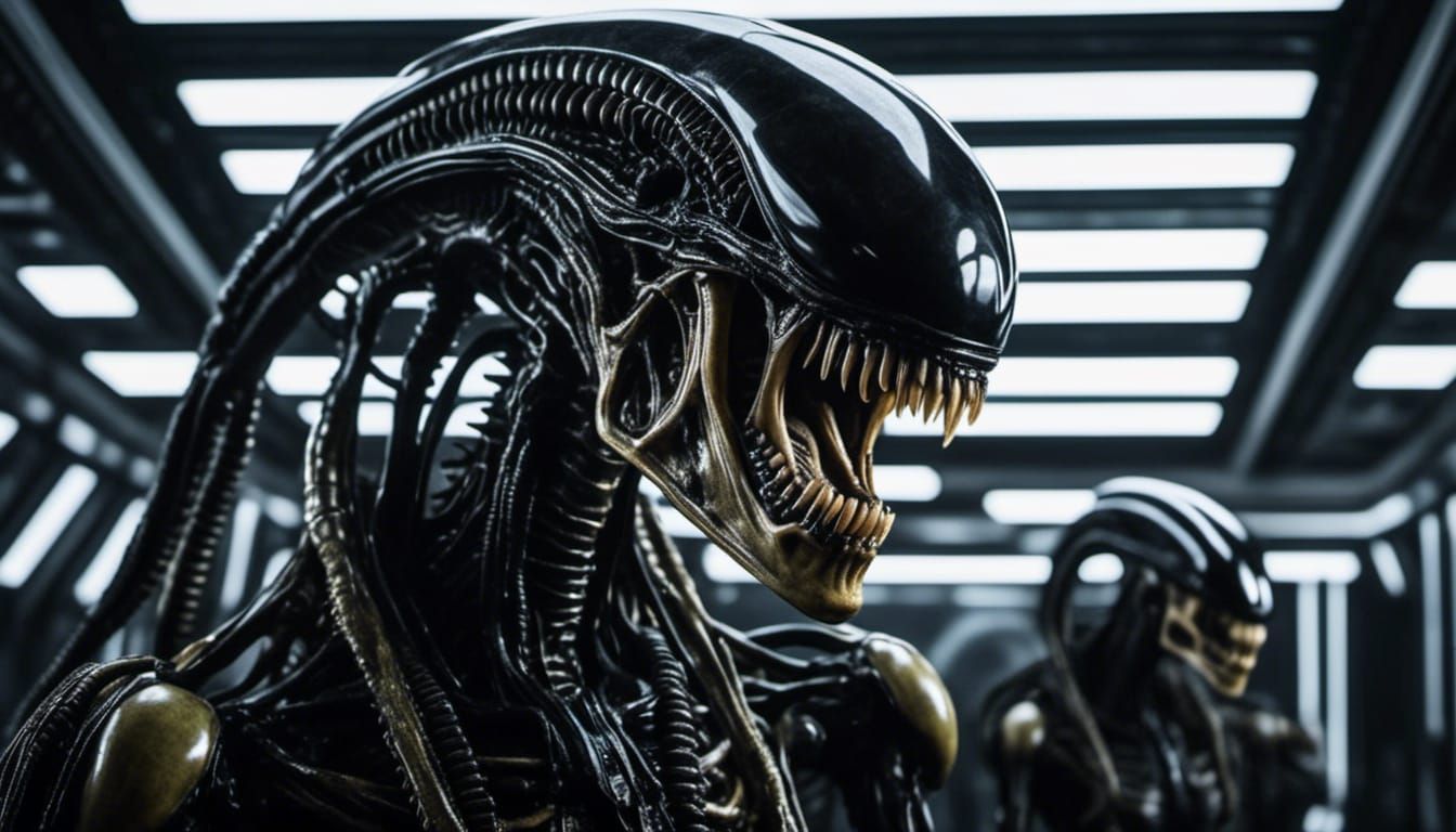 Xenomorph Skeleton Portrait in Bio-punk Style