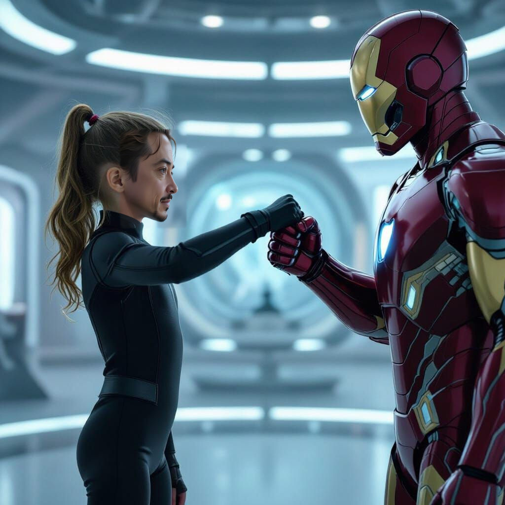 Tony Stark Fist Bumps Daughter in Stark Tower