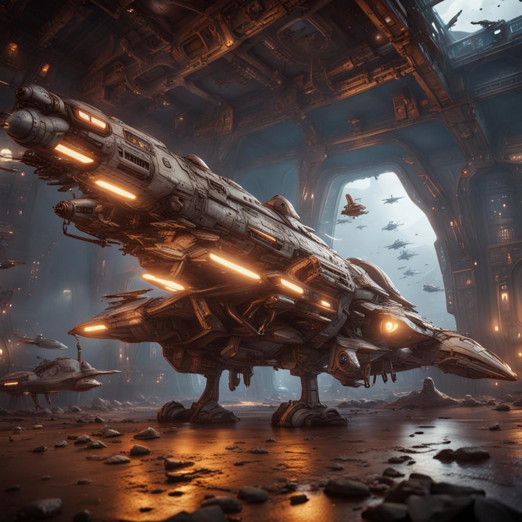 Goose Spaceship: Detailed Matte Painting