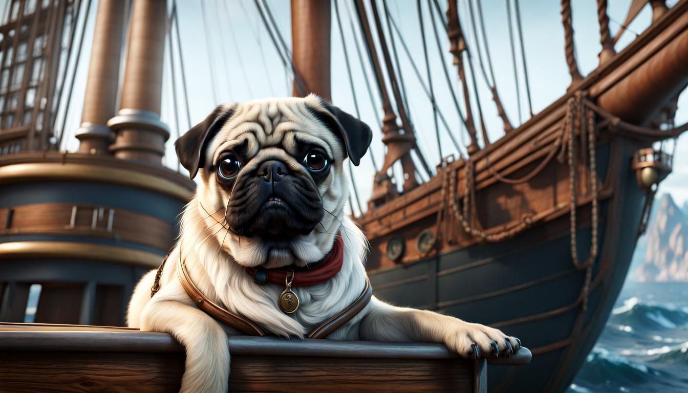 Pug on Deck: Fantastical Matte Painting in Deep Color