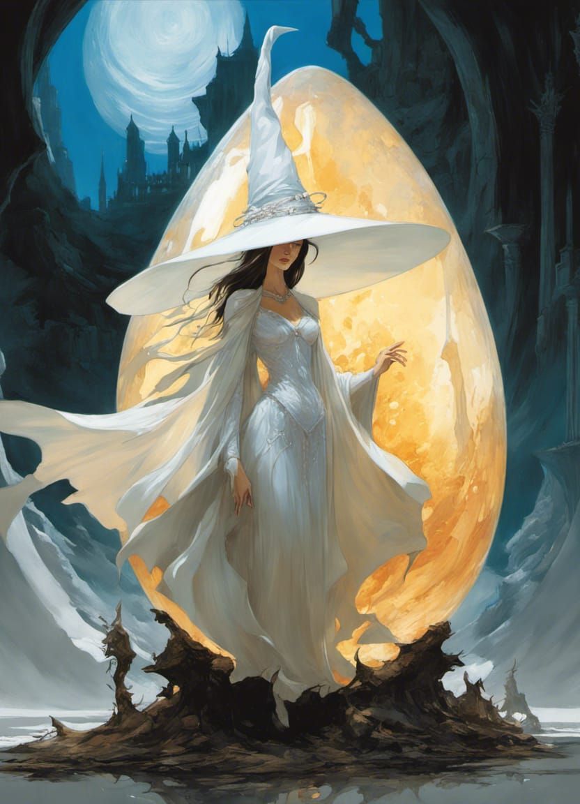 Witch Emerges from Opalescent Egg, Digital Art