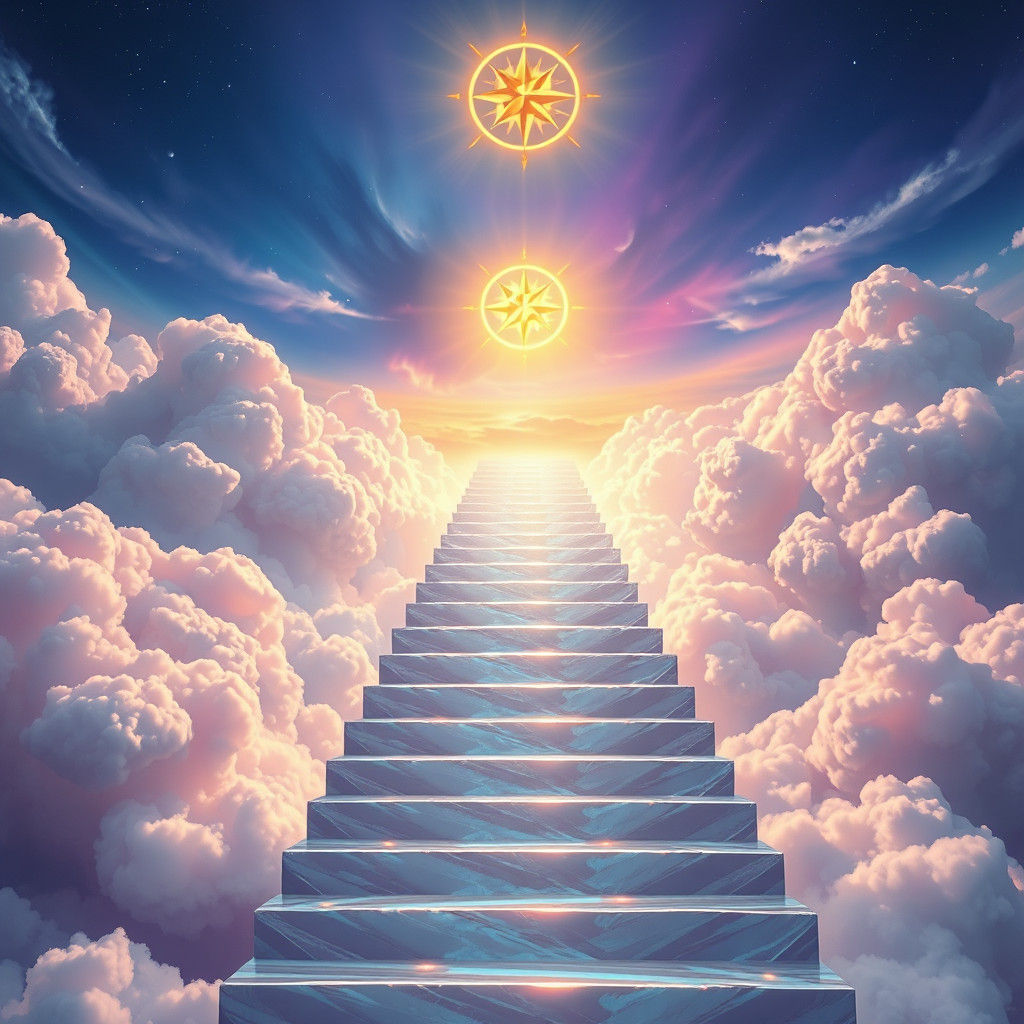 Ethereal Stairway to Success in Dreamlike Sky
