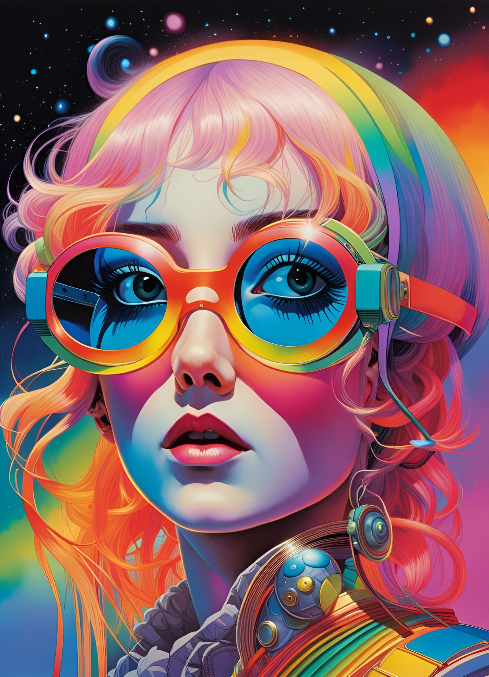 Rainbow 3D Glasses in Sci-Fi Oil Painting